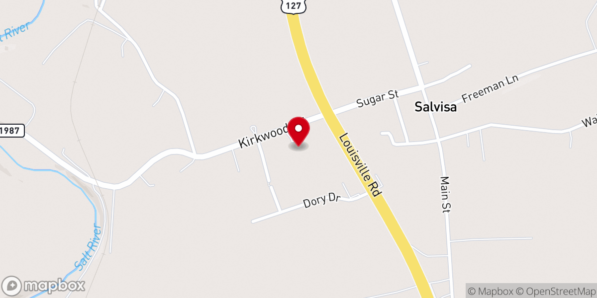 Map showing location of Salvisa Baptist Church