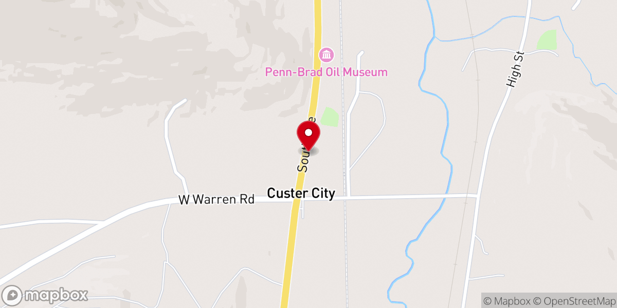 Map showing location of Custer City United Methodist Church