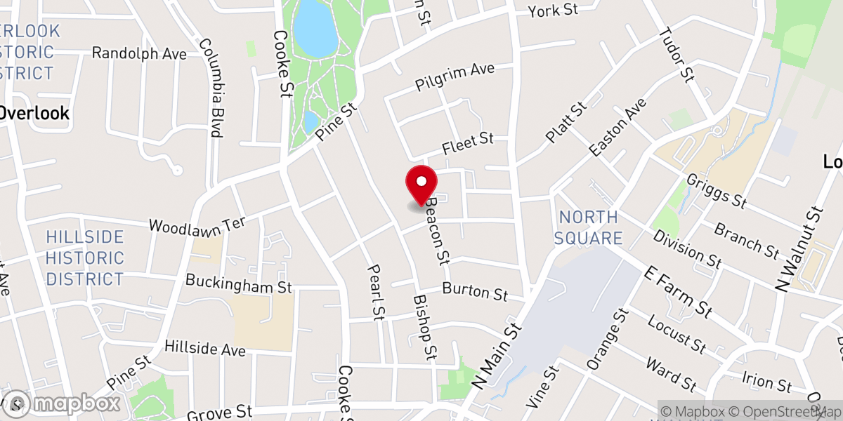 Map showing location of Waterbury Shalom Seventh-day Adventist Church