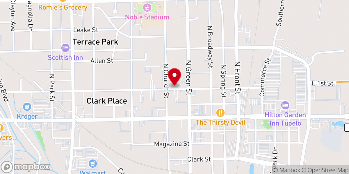Map showing location of First Presbyterian Church