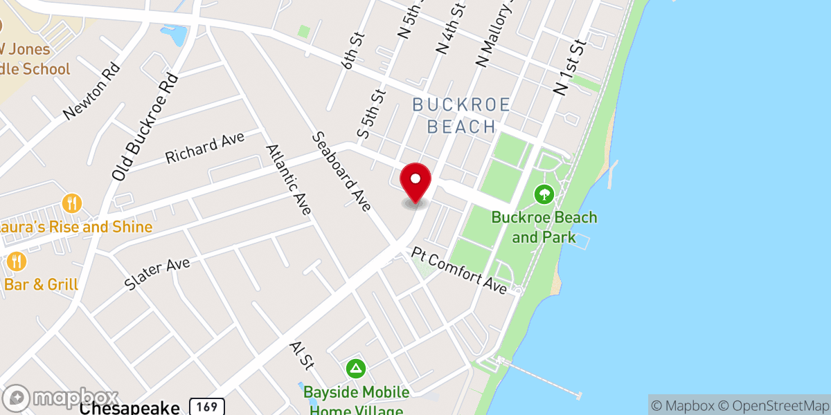Map showing location of Buckroe Baptist Church