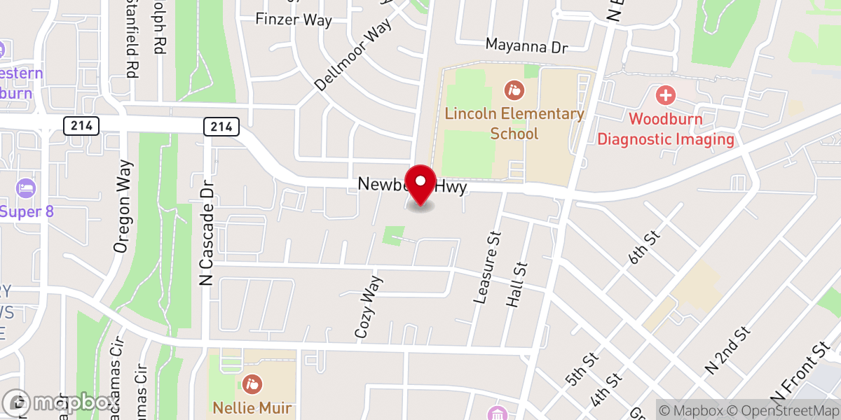 Map showing location of Woodburn Family Learning Center