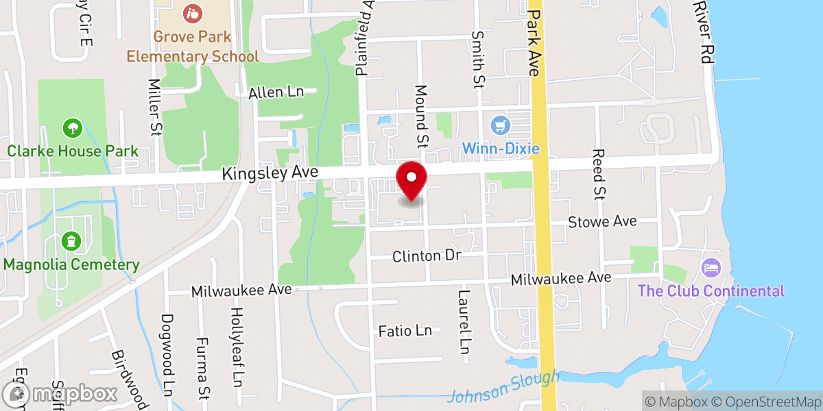 Map showing location of Iglesia Ciudad Orange Park Campus