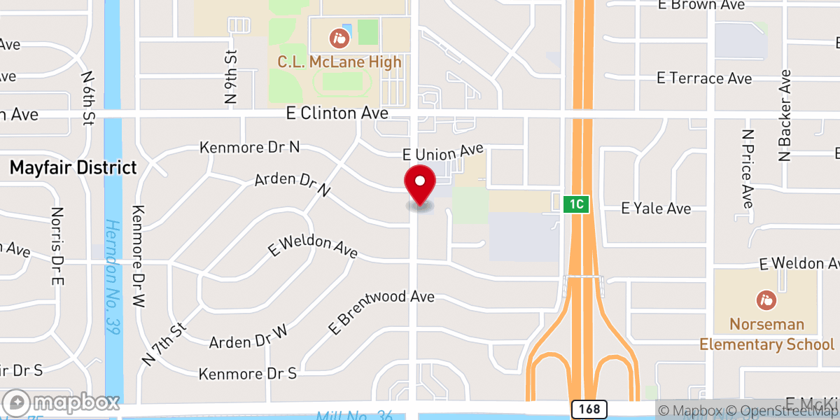 Map showing location of Harvard Terrace Baptist Church
