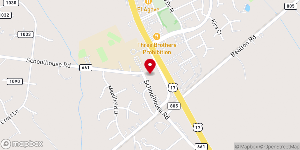 Map showing location of Bealton Baptist Church