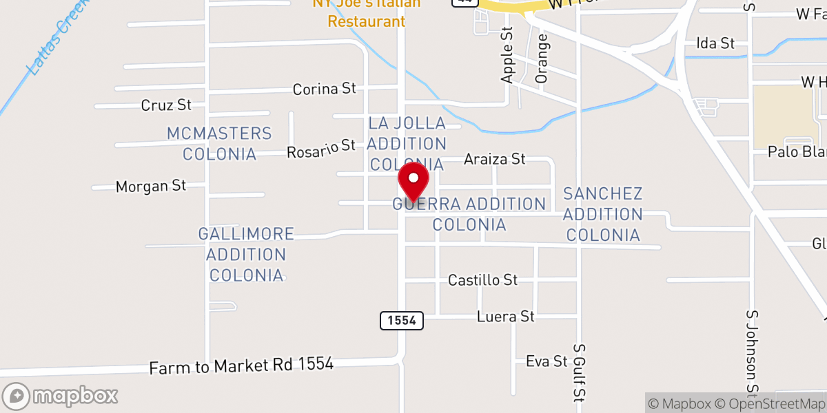 Map showing location of Our Lady of Guadalupe Catholic Church