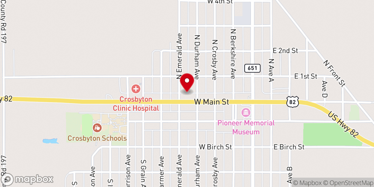 Map showing location of Crosbyton Methodist Church