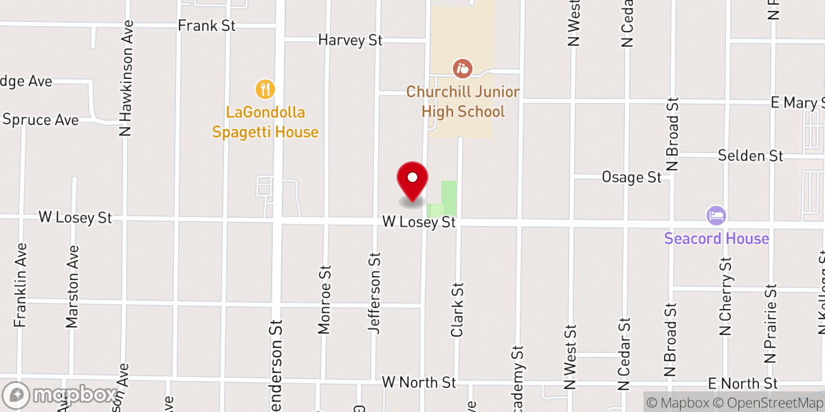 Map showing location of Radiant Worship Center