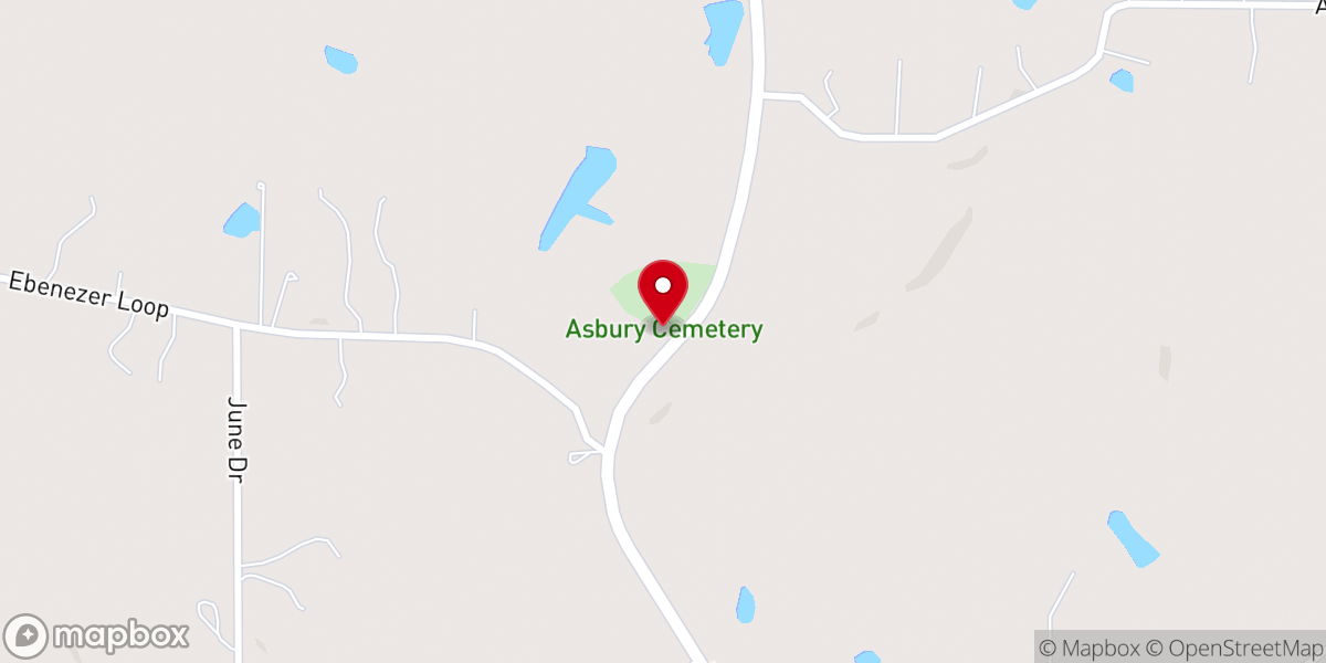 Map showing location of Asbury Chapel