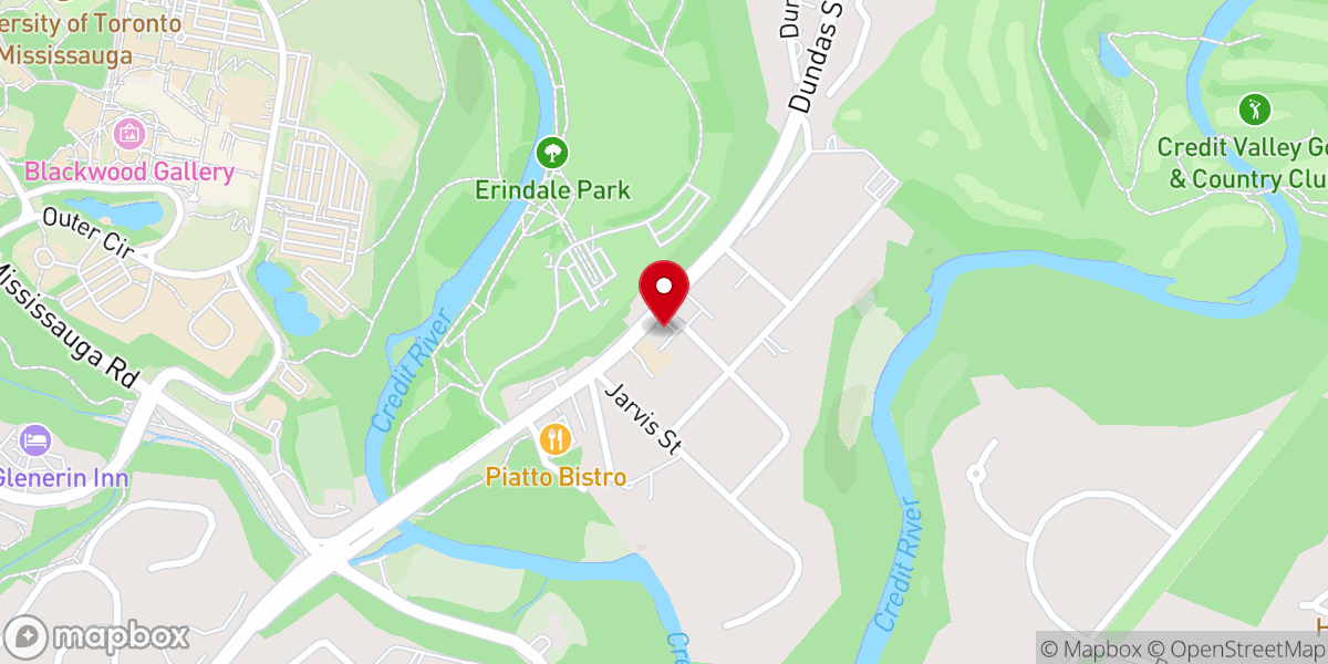 Map showing location of Erindale Presbyterian Church