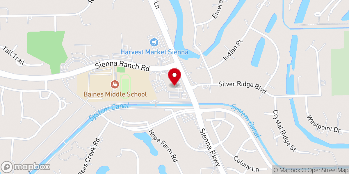 Map showing location of Houston's First Baptist Church - Sienna