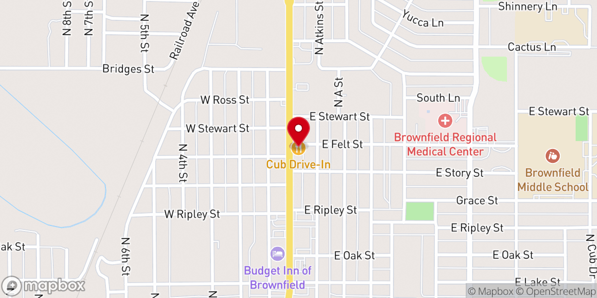 Map showing location of Cub Drive In