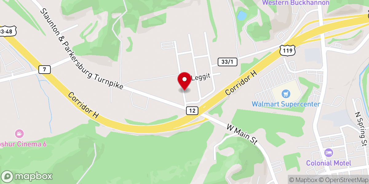 Map showing location of West Buckhannon Methodist Church