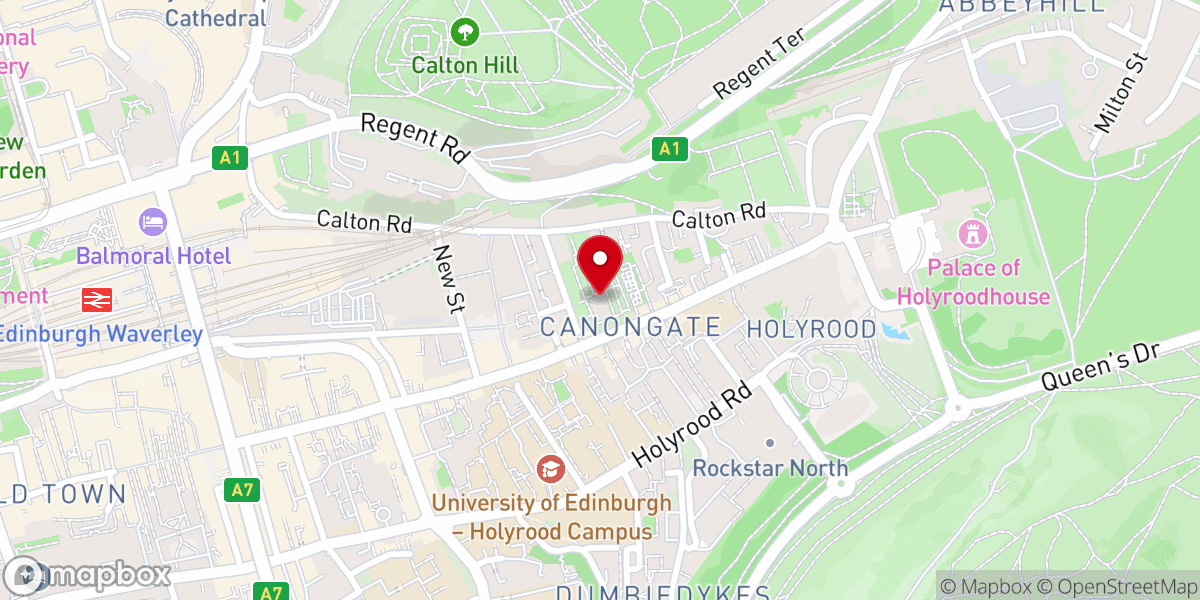 Map showing location of Canongate Kirk