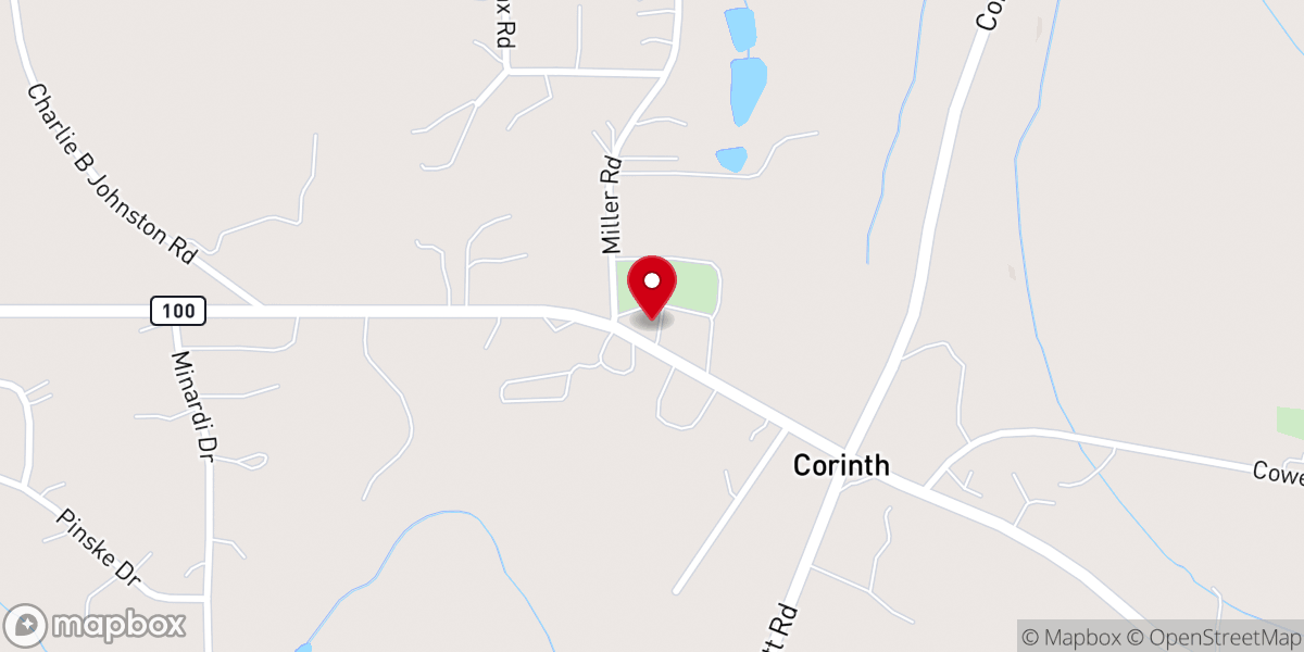 Map showing location of Corinth Baptist Church