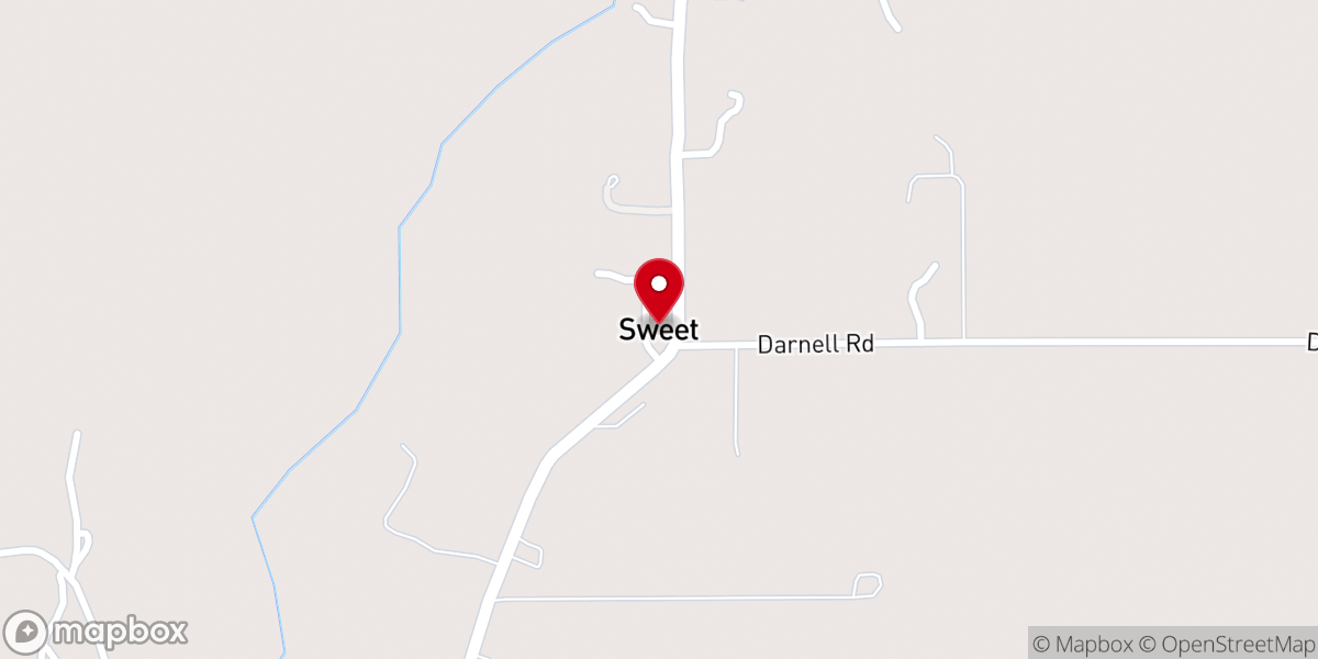 Map showing location of Sweet