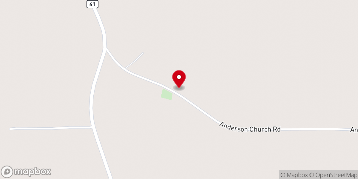 Map showing location of Anderson Baptist Church