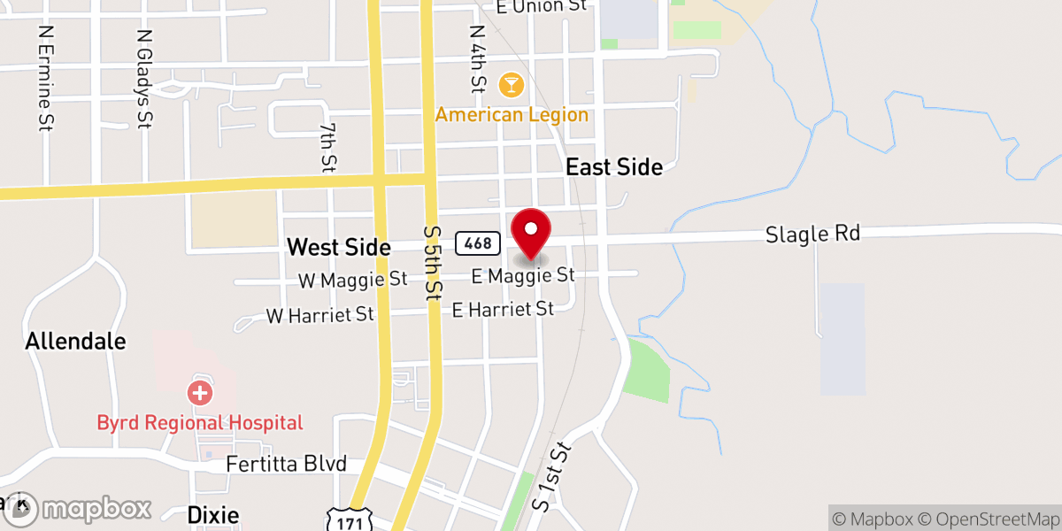 Map showing location of Vernon Parish Veterans Plaza