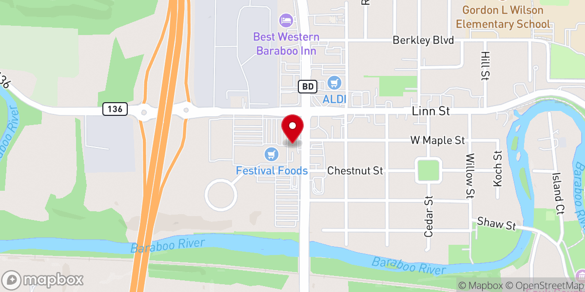 Map showing location of Baraboo Area Chamber of Commerce