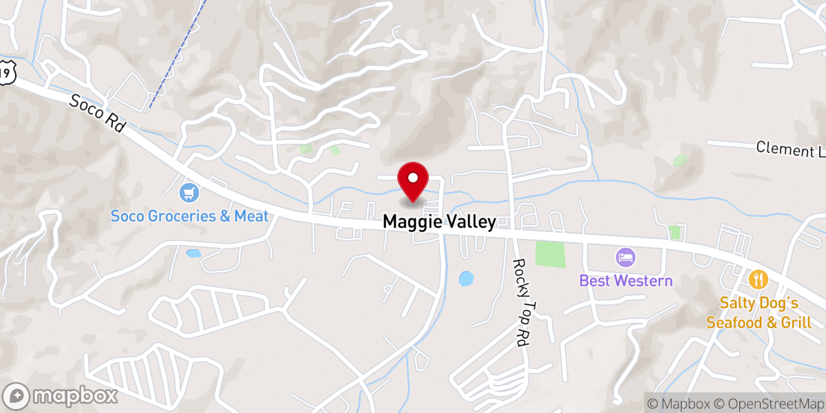 Map showing location of Maggie Valley United Methodist Church
