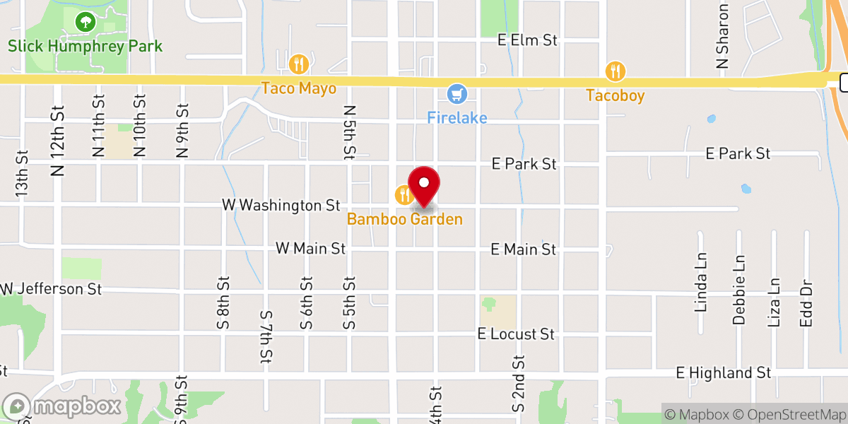 Map showing location of First Assembly of God Church