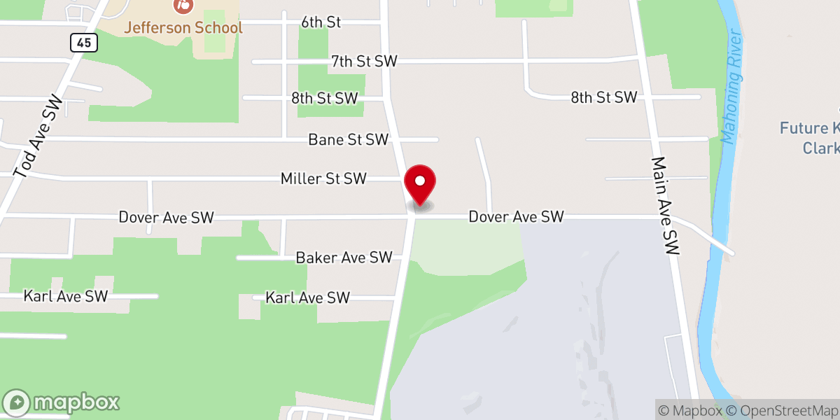 Map showing location of Evans Temple Church of God in Christ