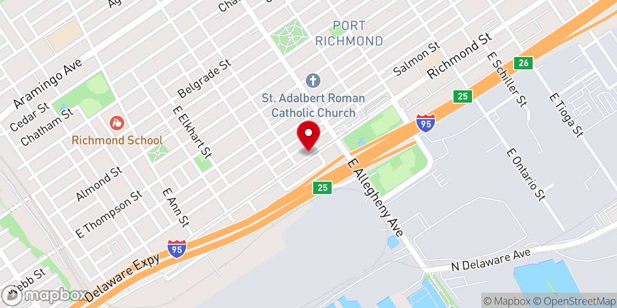 Map showing location of Polish Christiona Center Philadelphi