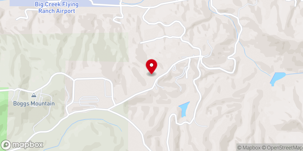 Map showing location of Boggs Mountain Baptist Church