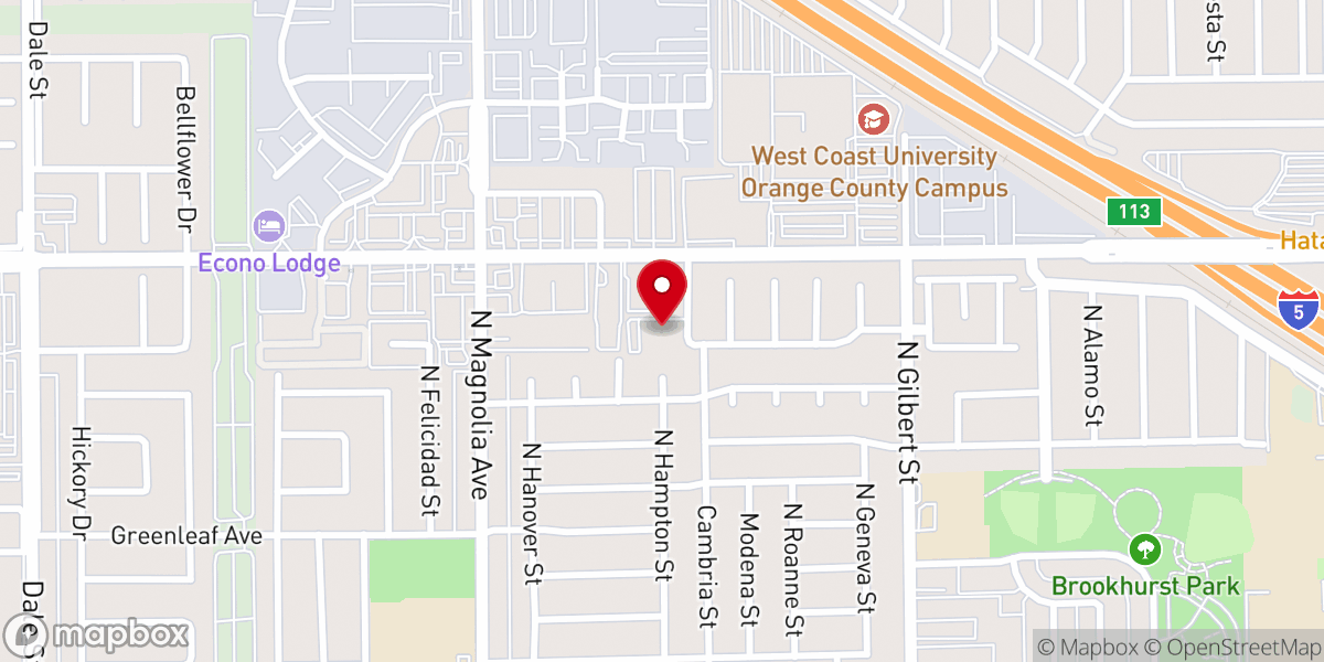 Map showing location of Anaheim Revive Church