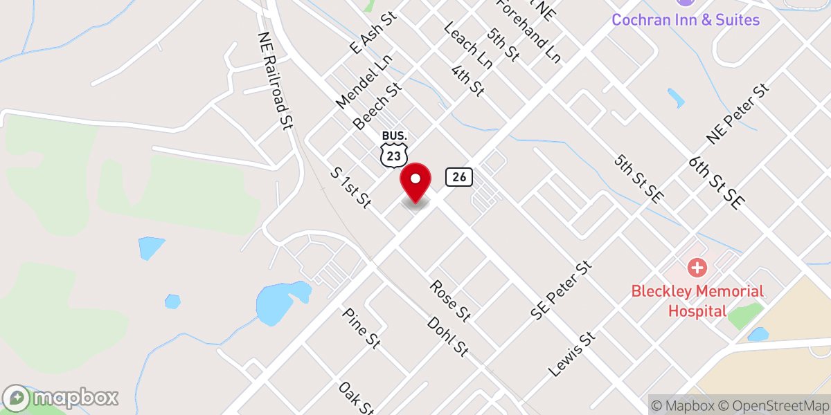 Map showing location of Cornerstone Church Of Cochran - Food Pantry