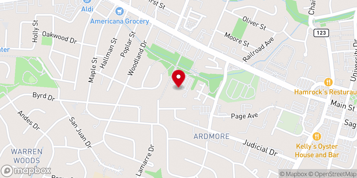 Map showing location of Fairfax Presbyterian Church