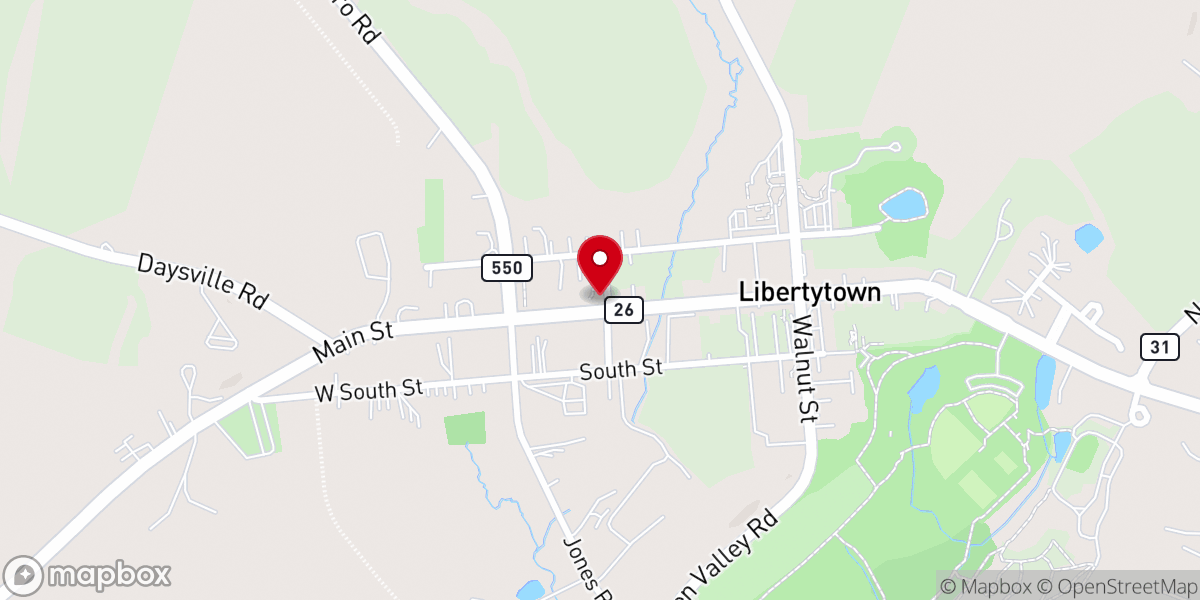 Map showing location of Libertytown United Methodist Church