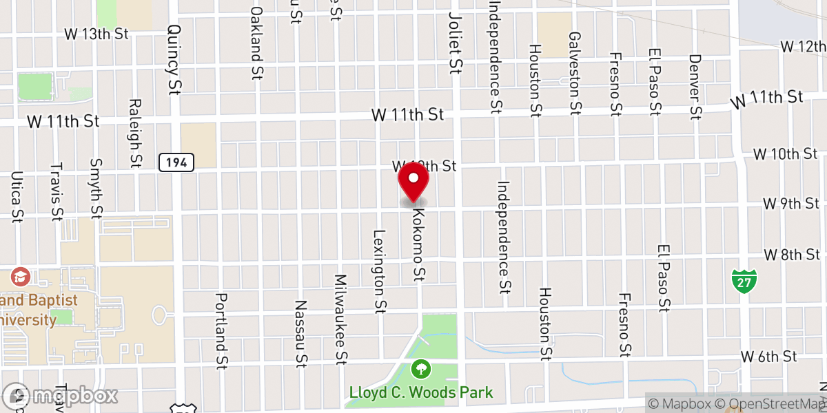 Map showing location of Colonial Baptist Church