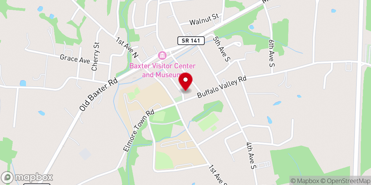 Map showing location of Baxter Church of Christ