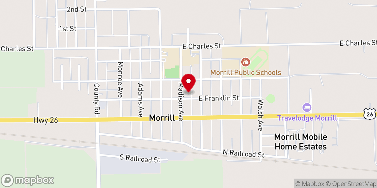 Map showing location of The Vine United Methodist Church - Morrill, Nebraska