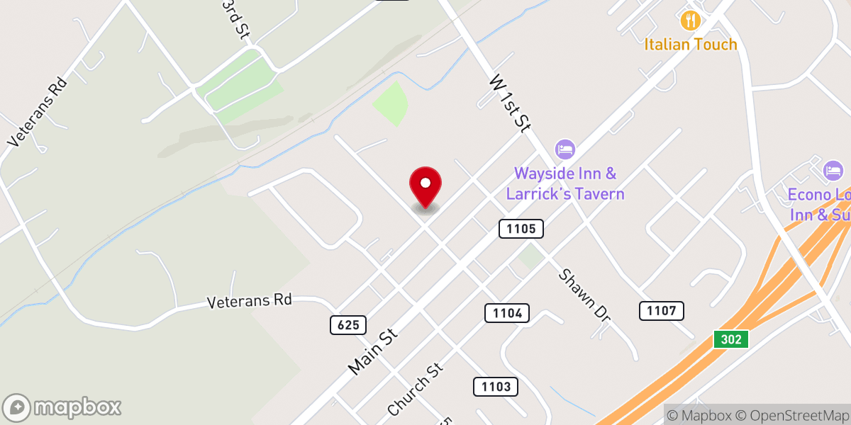 Map showing location of Mount Olive Baptist Church