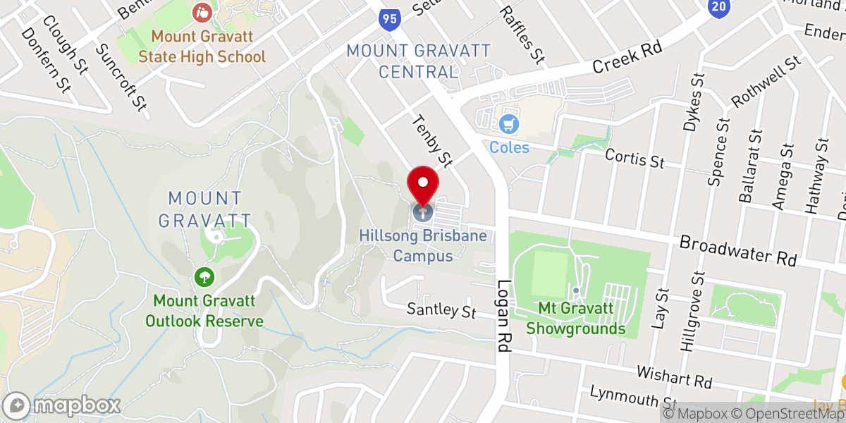 Map showing location of Hillsong Brisbane Central Campus