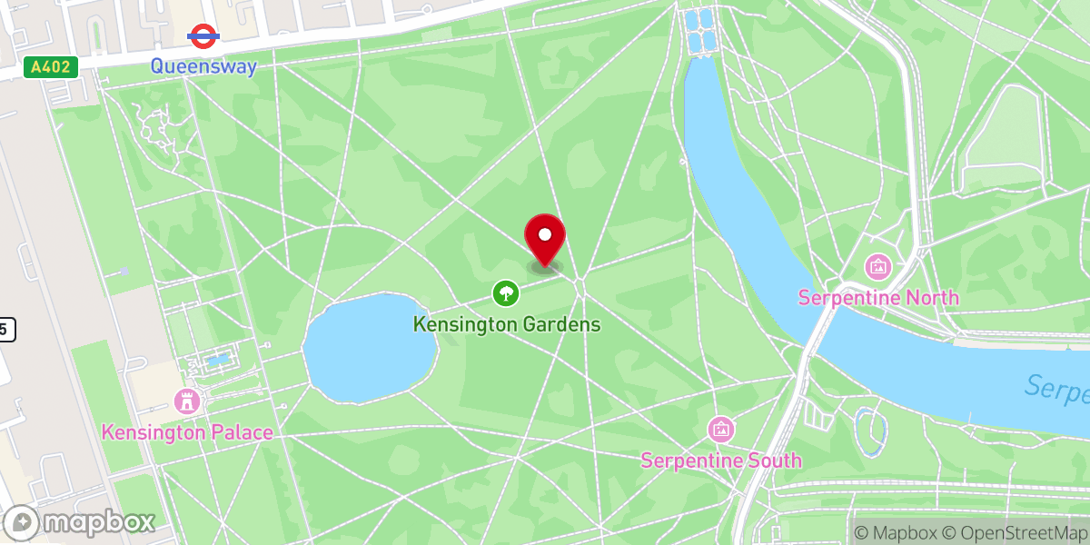 Map showing location of Kensington Gardens