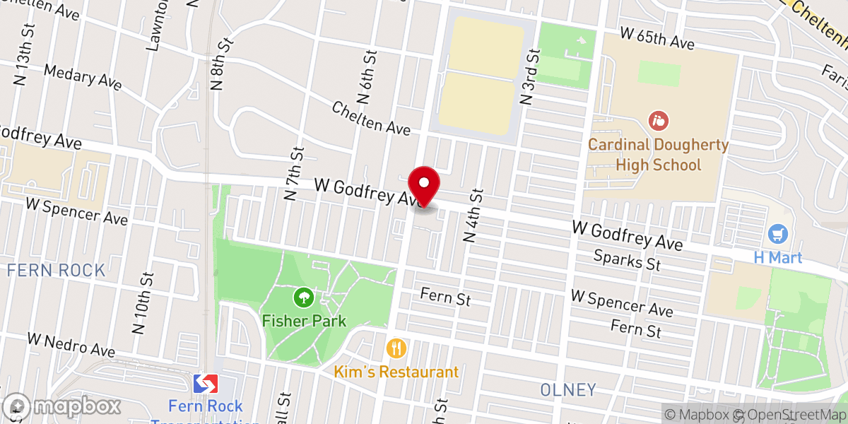 Map showing location of Saint Helena Parish, Philadelphia