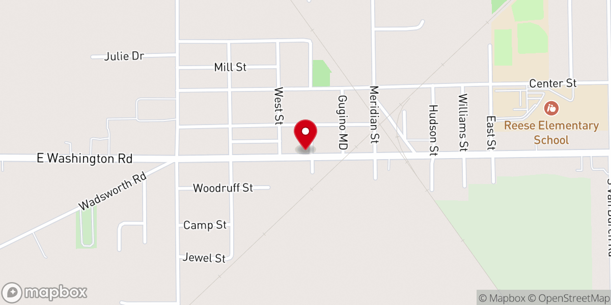 Map showing location of Reese Faith Community Church