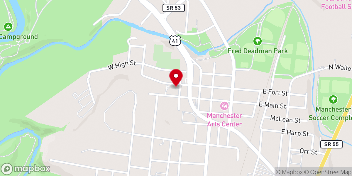 Map showing location of Manchester First Methodist Church