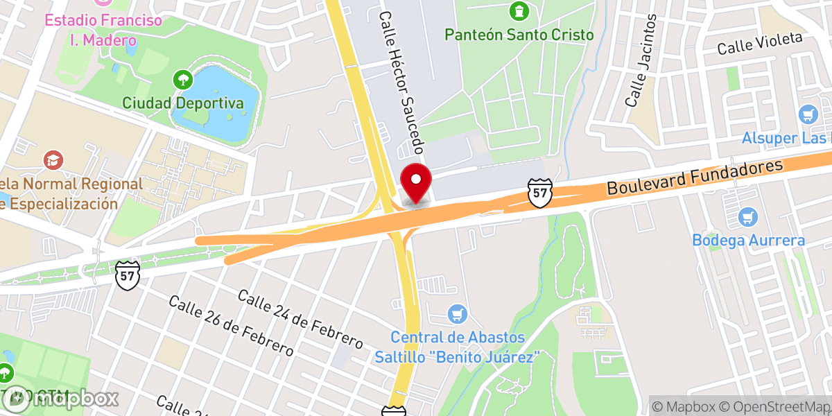 Map showing location of Proyecto Iglesia Saltillo