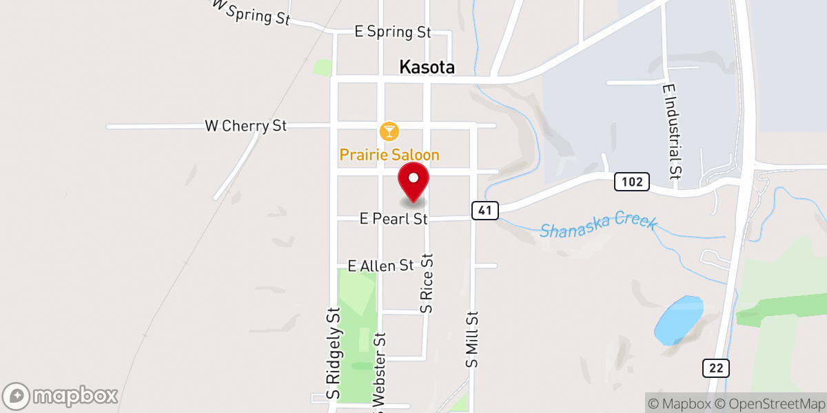 Map showing location of First Presbyterian Church of Kasota