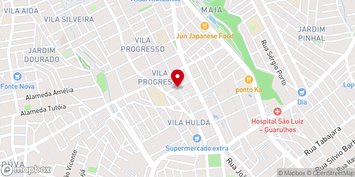 Map showing location of Igreja Batista Central De Guarulhos