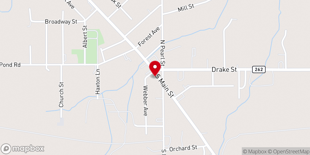 Map showing location of Oakfield United Methodist Church