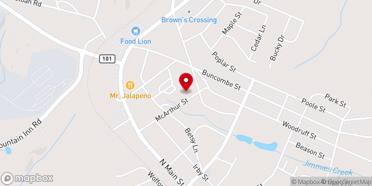 Map showing location of Woodruff Area Soup Kitchen