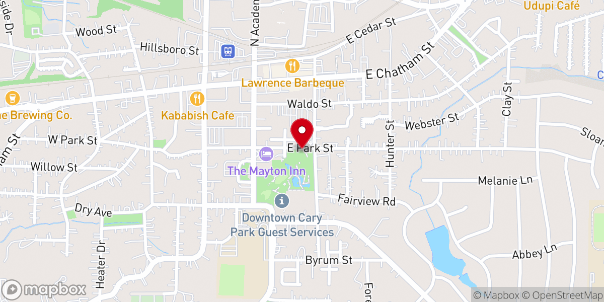 Map showing location of Cary Farmers Market