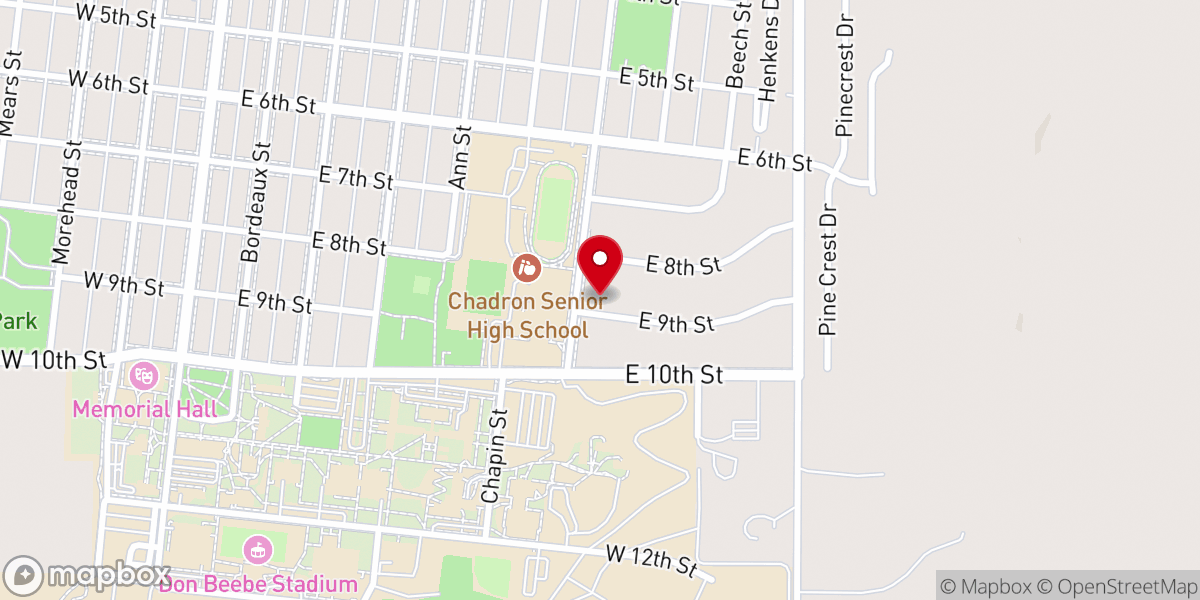 Map showing location of Our Savior's Lutheran Church (LCMS), Chadron, NE