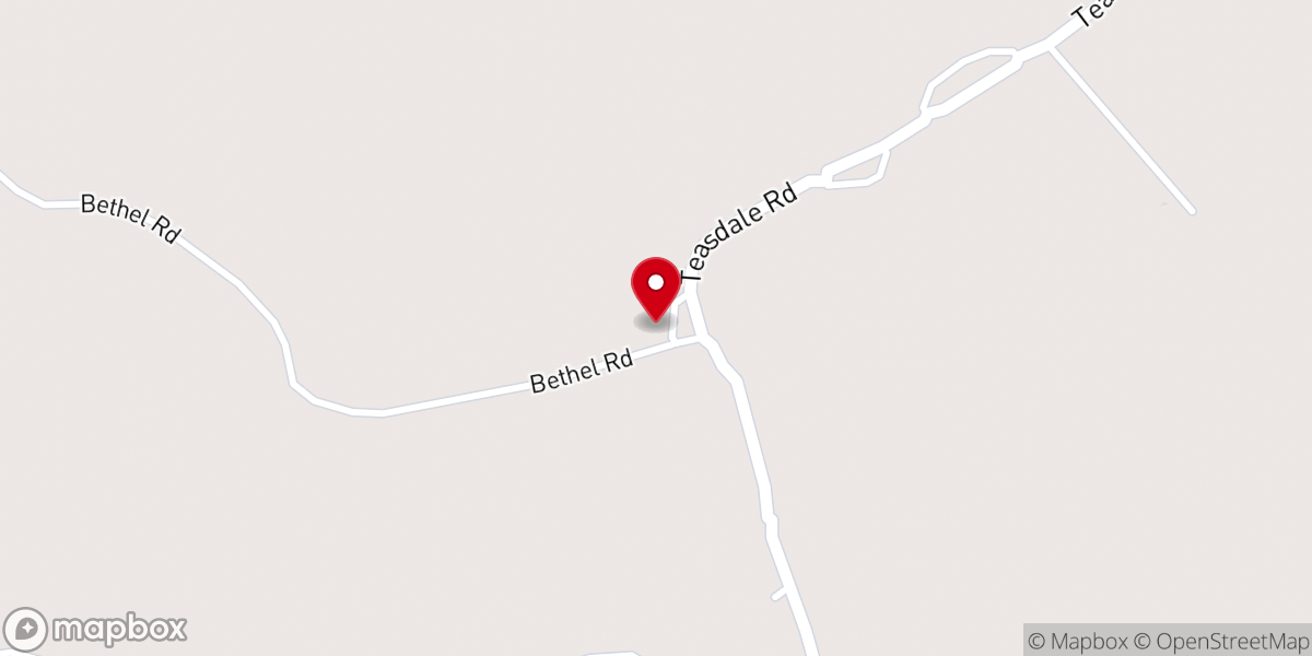 Map showing location of Bethel Church