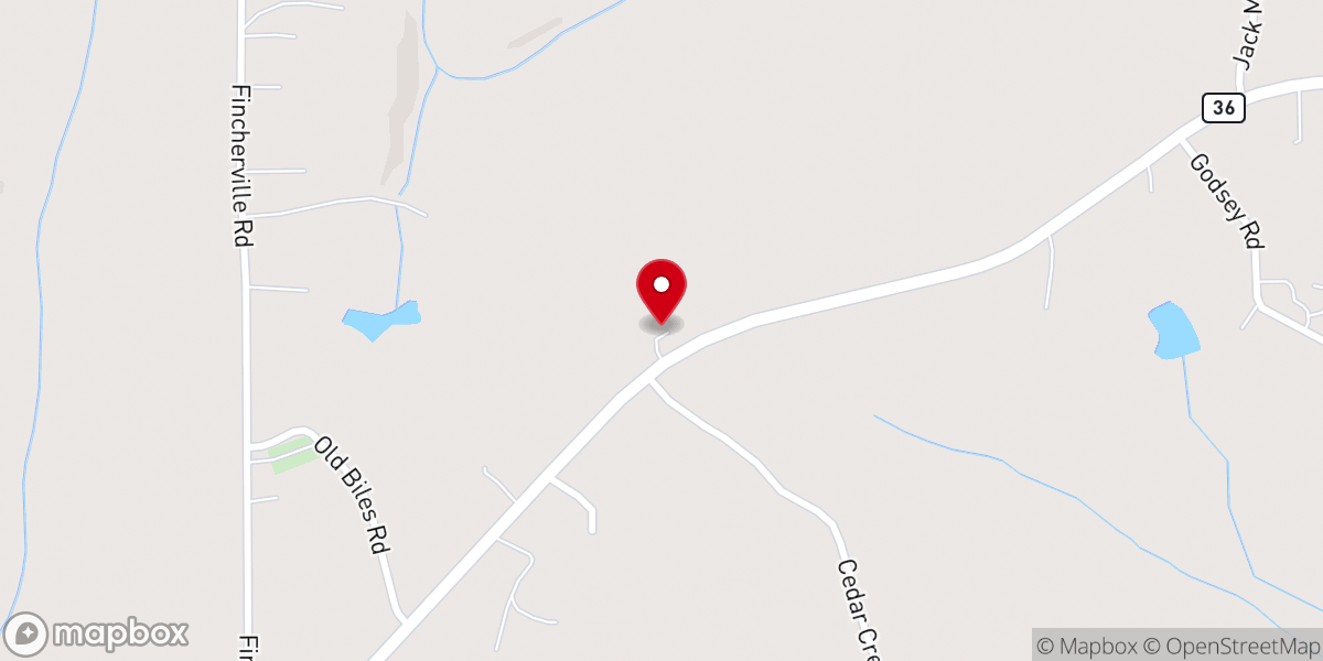 Map showing location of Cedar Rock Baptist Church